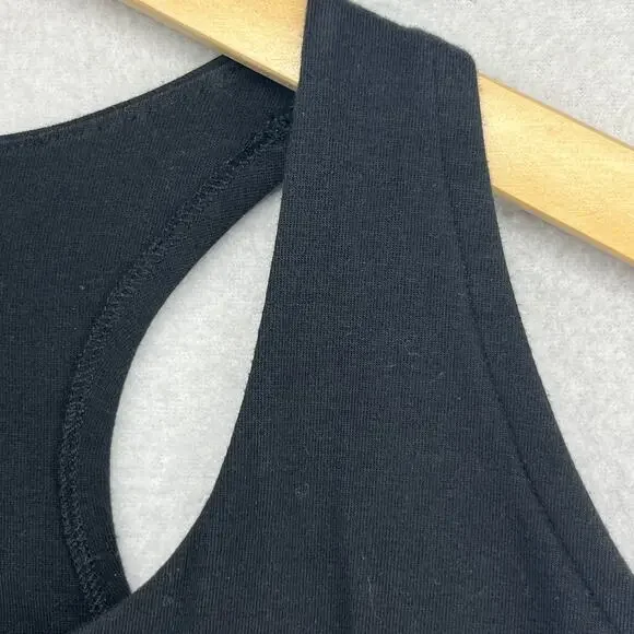 EILEEN FISHER Top XS Tank Stretch Cotton Jersey Shelf Bra Racerback Black USA - Picture 9 of 13